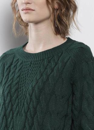 Зелёный вязанный свитер косами от dorothy perkins м6 фото