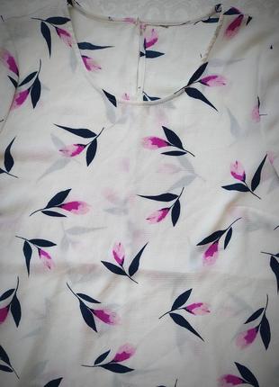 Легкая блуза, цветочный принт, рукав 3/43 фото