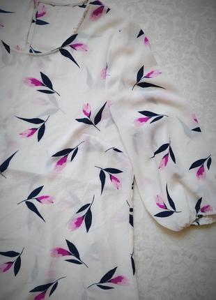Легкая блуза, цветочный принт, рукав 3/42 фото