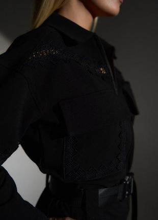 Комбинезон женский брючный из итальянской костюмной ткани, брендовый, черный5 фото