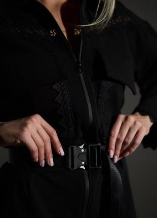 Комбинезон женский брючный из итальянской костюмной ткани, брендовый, черный2 фото