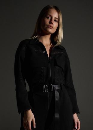 Комбинезон женский брючный из итальянской костюмной ткани, брендовый, черный7 фото
