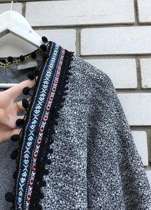 Кардиган з вишивкою і помпонами в етно,стилі бохо,жакет,піджак . vero moda6 фото