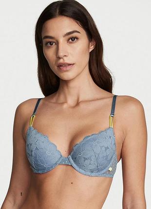 Бюстгальтер victoria's secret sexy tee lightly lined demi lace bra 80d голубой1 фото