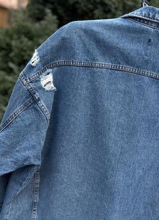 Bershka стильная куртка пиджак джинсовая оверсайз удлиненная5 фото