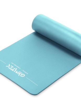 Килимок (мат) для фітнесу та йоги gymtek nbr 1см turquoise1 фото