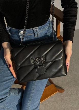 Брендовая сумка pinko puff black logo bag1 фото