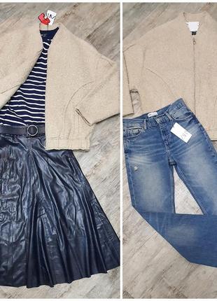 Zara трендова куртка-бомбер буклє в кольорі sand/marl. найпопулярніша модель.6 фото