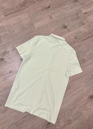 Легкая органическая зеленая мятная рубашка поло короткий рукав джерси шведка гавайка тенниска4 фото