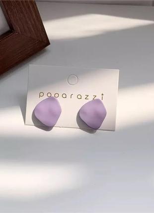 Лавандовые серьги-гвоздики лиловые матовые фиолетовые нежные ассиметричные винтаж сережки1 фото