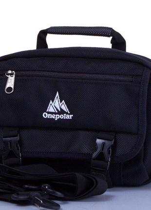 Чоловіча спортивна сумка через плече з поліестеру onepolar темно-синя з чорним2 фото