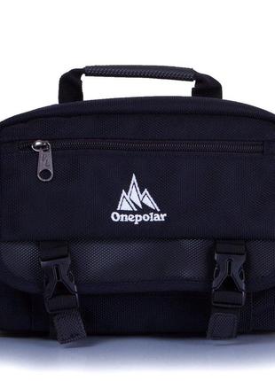 Чоловіча спортивна сумка через плече з поліестеру onepolar темно-синя з чорним3 фото
