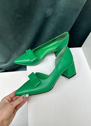 Туфли лодочки из натуральной итальянской кожи и замши женские с бантиком9 фото