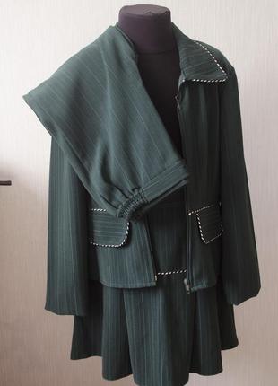 Новая польская зеленая форма, тройка: пиджак, юбка, кюлоты