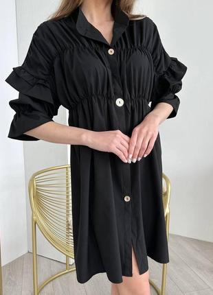 Стильное платье, р.уни 42-46, креп шифон, черный5 фото