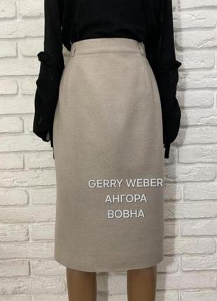 Прямая шерстяная юбка garry weber, бежевая, миди, шерсть, ангора1 фото