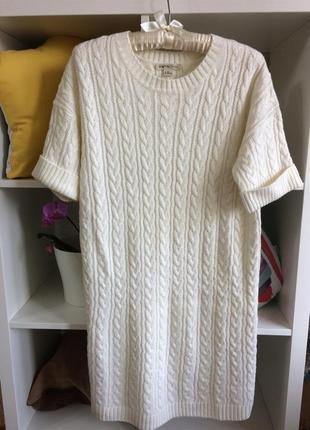 Вязаное платье / свитер удлинённый  / белое нарядное /новый год1 фото