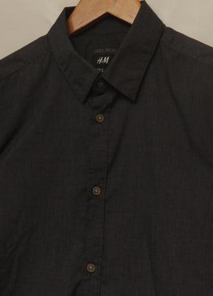 H&m рр  m  рубашка темно серая из хлопка easy iron5 фото