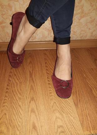 Комфортные бордовые туфли/натуральная кожа + нат.замш6 фото