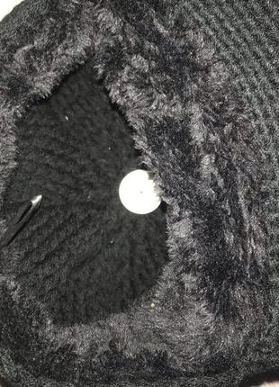 Шапка женская теплая,вязаный  берет с козырьком зимний на меху5 фото