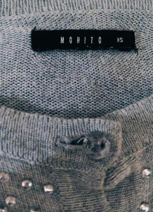 Сірий светр на ґудзики з блискучими камінчиками💫✨2 фото