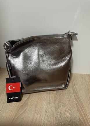 Кожаная сумка maryam серебро bronze4 фото