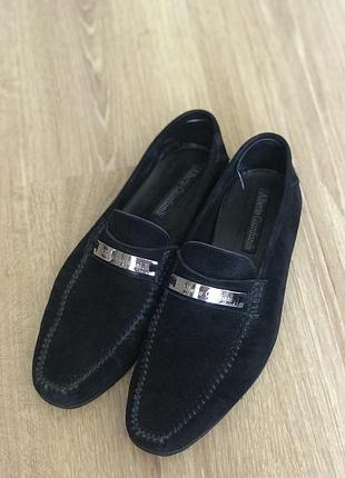 Туфли мокасины лоферы замш италия 40 alberto guandiani