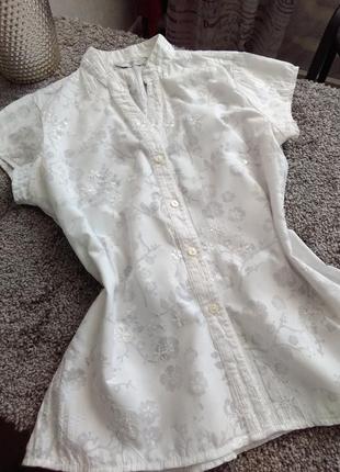 Белая блузка изиужурной хб ткани3 фото