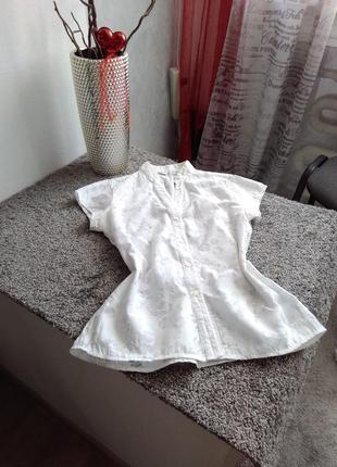 Белая блузка изиужурной хб ткани5 фото