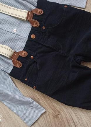 Шикарниe штанишки на подтяжках и рубашечка от h& m h&m3 фото