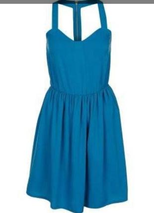 Платье, коктельное, открытое, голубое, сарафан, размер 38-40, xs, 12445