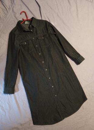 Натуральное,джинсовое платье-рубашка на пуговицах,с карманами,up2fashion,германия3 фото