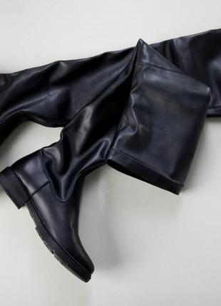 Кожаные + стрейч женские ботфорты-чулки осень-зима6 фото