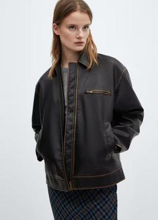 Куртка с эффектом потертой кожи