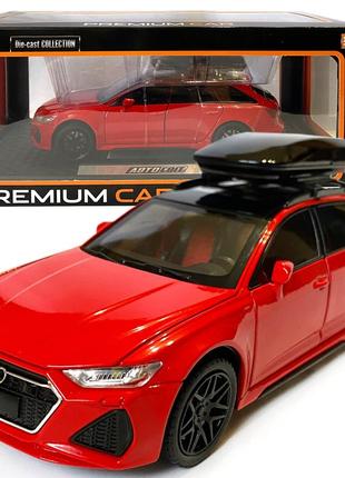 Машинка металева audi rs6 ауді червона 1:24 світло інерція відкриваються двері багажник капот багажник резина колеса 21*8*8см