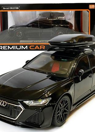 Машинка металева audi rs6 ауді чорна 1:24 світло інерція відкриваються двері багажник капот багажник резина колеса 21*8*8см