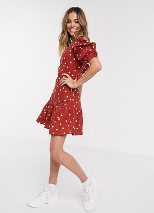 Новое натуральное платье asos в горох, коттон, хлопок, код 004 фото