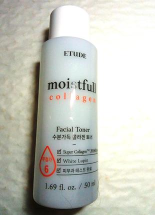 Etude house moistfull collagen facial toner 50ml тонер з коллагеном3 фото