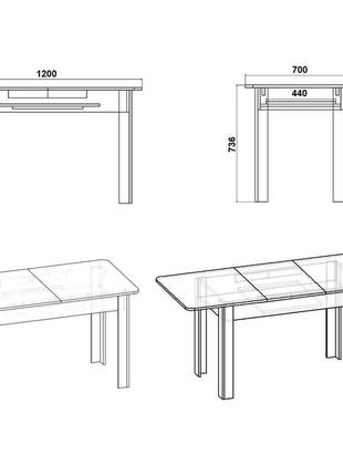 Раскладной кухонный стол " кс-5" компанит прямоугольный в небольшую кухню2 фото
