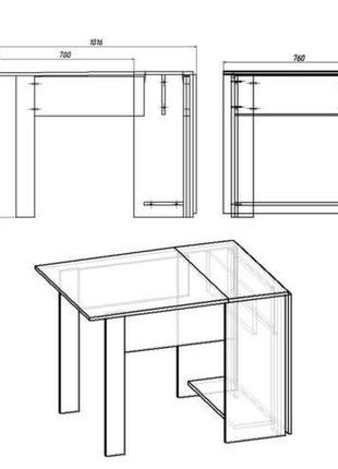Стол-книжка 1 раскладной компанит прямоугольный с прочными ножками и полкой внутри стола дуб крафт3 фото