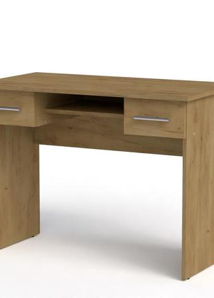 Письмовий стіл школяр-2 компаніт прямокутної з двома висувними ящиками та полицею для клавіатури дуб крафт