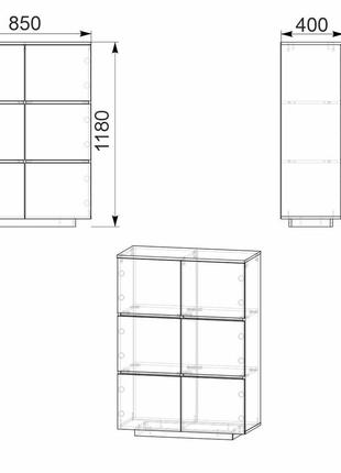 Комод мг-5 тумба-2 компаніт (85х40х118 см)4 фото