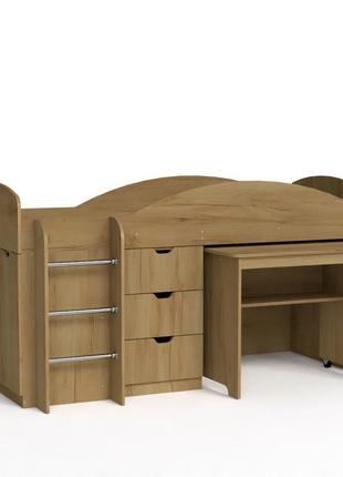 Кровать универсал компанит с встроенным столом и ящиками лдсп дуб крафт