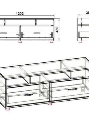 Тумба под тв и аппаратуру плазма компанит цвет венге прямоугольная невысокая с ящиками и полкой2 фото