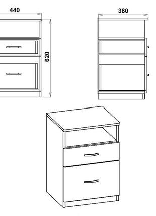Приліжкова тумба пкт - 4(440х380х620)для спальні,під стіл,офіс,якісне дсп,2 фото