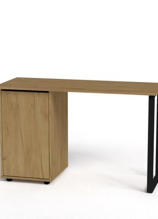 Письмовий стіл лофт-5 компаніт прямокутної форми тумбою із закритою місткою тумбою та дверцятами дуб крафт