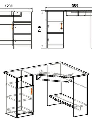 Комп'ютерний стіл су - 14 кутовий,з тумбою, місцем для клавіатури2 фото