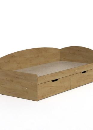 Кровать 90+2с компанит односпальная с двумя ящиками для белья или игрушек лдсп дуб крафт