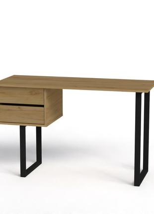 Письмовий стіл лофт-3 компаніт прямокутної форми тумбою з двома висувними ящиками на ніжках дуб крафт