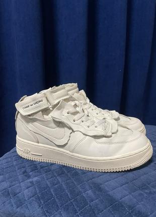 Nike air force 1 mid comme des garcons white1 фото